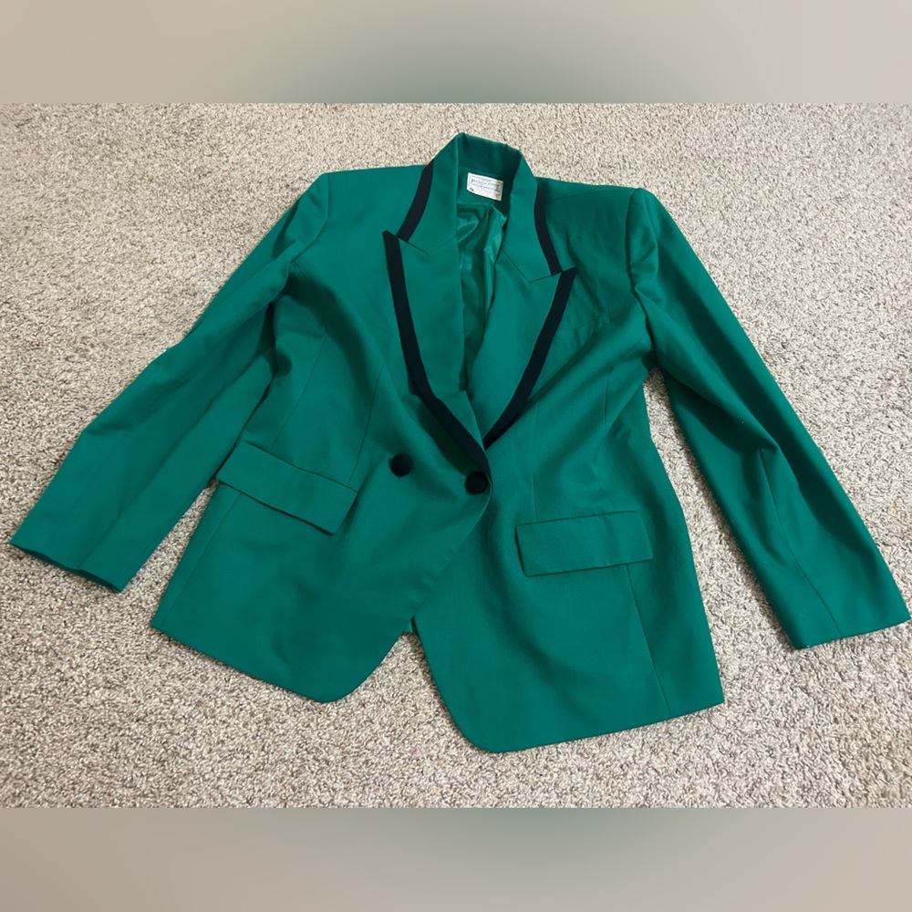 Miss Pendleton Woolen Blazer Size 16 Women's Pure Virgin Wool USA Business Green